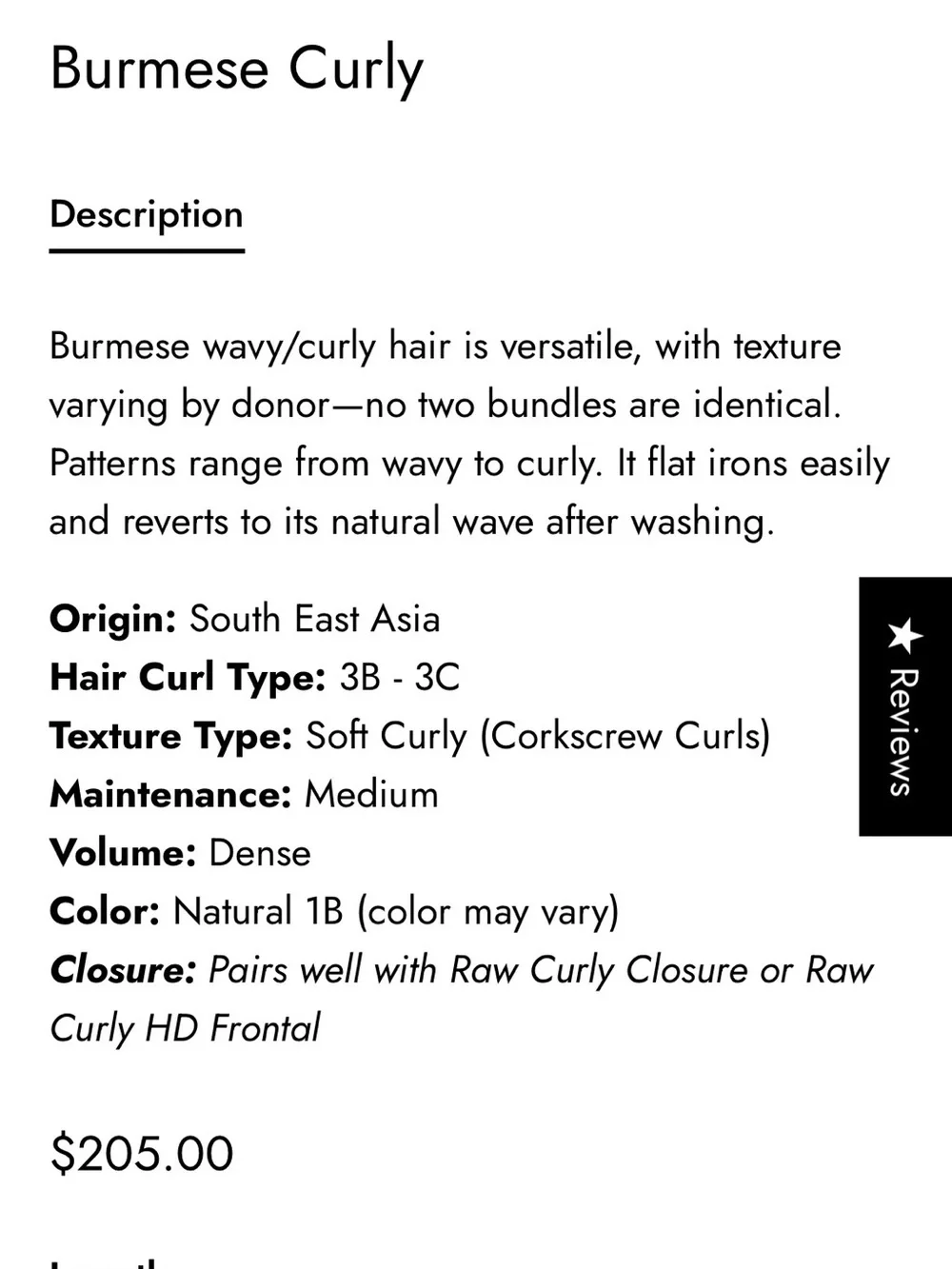 Dhair Burmese Curly - 3 Bundles